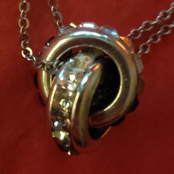 Brighton SPECTRUM RINGS Double Silver Swarovski Crystals Necklace NWT - Picture 4 of 10